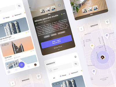 KingEstate - Real Estate App Design 360 android apartment app app design application bedroom design home house mobile real estate rent reserve ui ui design ux