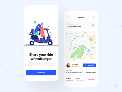 Localy app design application bike ride clean ui concept design illutration localy minimal mobile app mobile ui navigation piqodesign ride riding tracking travel ui desgin uiux userinterface