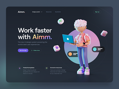 Aimm. 3d 3d character 3d illustration c4d character cinema4d clean design design system glass illustration interface minimal redshift render ui ui design ux ux design web design