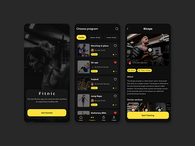 Fitnic - Fitness App app app design dark dark mode fit fitness gym mobile mobile design product design web web design website