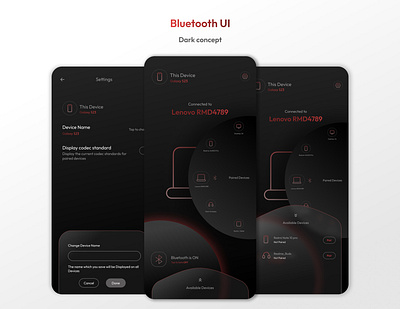 Mobile Bluetooth UI Dark concept design designer figma mobile app mobile ui ui uiux ux