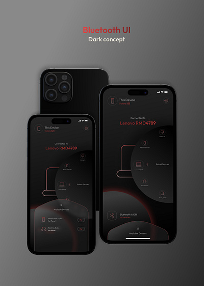 Mobile Bluetooth UI Dark concept design designer figma mobile app mobile ui ui uiux ux