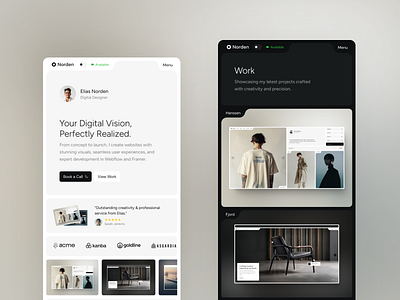 Norden - Minimal Portfolio Website blog branding design ecommerce framer free template free website illustration minimal portfolio portfolio template web design webdesign webflow website website design