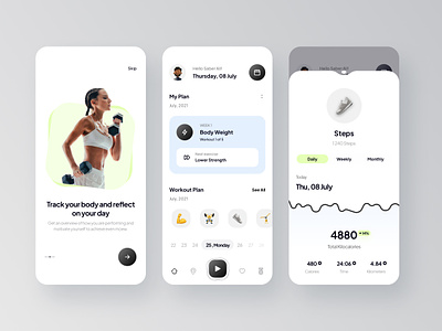 🏋️‍♀️ Fitness App UI app ui clean clean design color fitness habit inspiration minimal mobile app mobile apps modern retro saber saber ali tracker typography ui uidesign uiux uiuxdesign