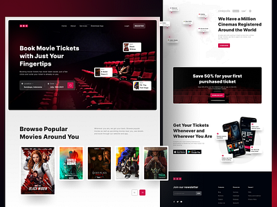 ABCinema Landing Page app concept design landing page ui user experience user interface ux web design website design