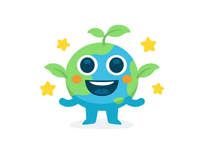 Green Eco World Mascot cartoon character children cute design eco emoji environment face flat funny green illustration kids leaf logo mascot sprout world
