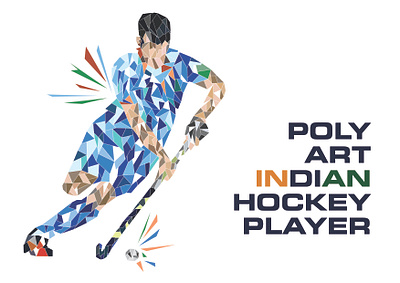 POLY ART INDIAN HOCKEY PLAYER art digitalarts field hockey hockey illustration painting polyart sports vector