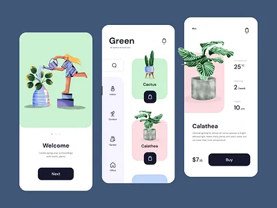 Green - Mobile Design Houseplants Store colors green green illustration homeplants homeplants store illustration illustration in web illustrator mobile mobile app mobile design online store plants ui ui design ux design