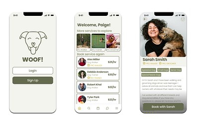 WOOF! A Dog Walking App Connecting Owners and Walkers case study dog walking app graphic design ui ux