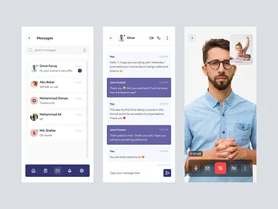Online Learning App - Chat & Video Call app app design chatting clean education education app learning platform message messenger minimal mobile modern online course ui design uidesign uiux design video chat