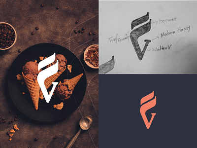 Venchi (Italian ice cream brand) app icon branding design brandmark custom logo design icecream logo letter logo letter v logo lettermark logo idea logo maker logotype minimal nextmahamud v letter