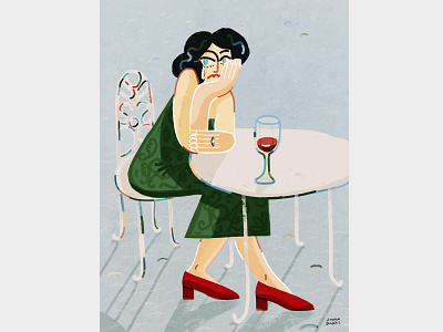 Bergamo alone bergamo drawing drinking girl illustration sitting vine