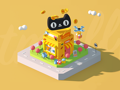 Tmall 3d c4d design social tmall town ui