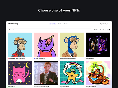 Maindrop - 🚀 now on Product Hunt animation crypto ethereum nft pd tokens ui wallet web3 web3.0
