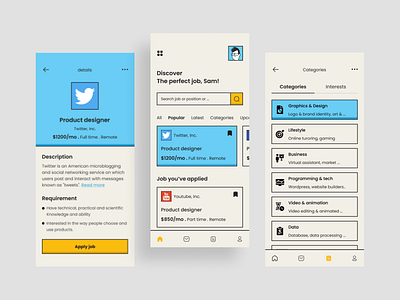 Job Finder Application - Part 3 app application apply apply job clean design dribbble find flat instagram job job finder linkedin mobile popular ui uidesign uidesigner uiux work