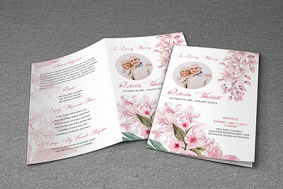 Watercolor Flower Funeral Program Template order of service