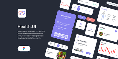 Health UI Kit - Download Available body fitness free freebie health hearth mockup nutrition sleep sports track ui ui kit uikit ux