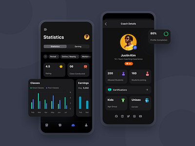 Online Coaching Mobile App app branding dark design dribbble figma graphic design ios minimal mobile screens sketch theme ui ux