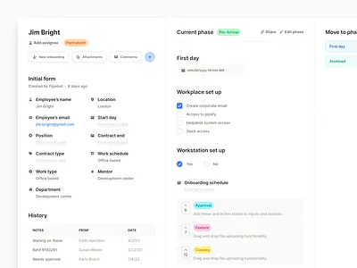Employee Onboarding ui web design