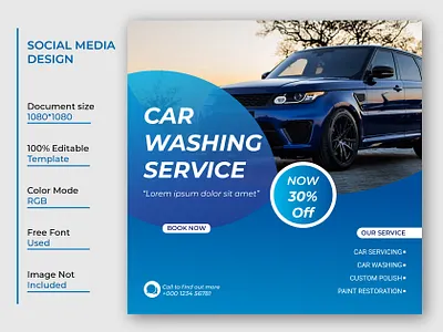 Car washing Service Social Media Post Template Design advertising automobile car detailing car service template car wash car washing template design design instagram banner luxury car wash post propular social media post unique design web banner ds