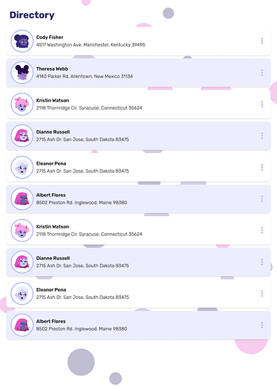 Address Directory address book auto layout auto layout blush cute design figma illustrations pablo stanley pastel responsive ui