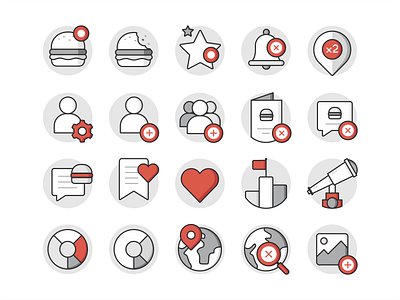 TBC Icon set brand branding burger design heart icon set icons illustration image interface list location love messaging notification orrder statistic ui ux user web