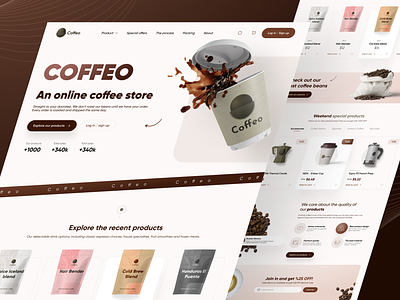 Coffeo - Coffee Online Shop Landing Page coffee landing page marketplace online shop product ui