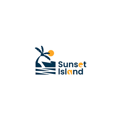 Sunset Island Logo Design beach boat branddesign brandidentity branding branding concept design island logo logo design logodesign nature palm paradise sea sun sunset travel tree water