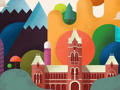 Central illustration central central railway station chennai central colourfull digital art illustration illustrator photoshop prakashk