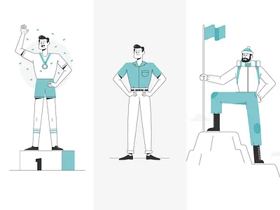 Split Personality branding business character design illustration mountain mountain climbing podium vector vintage