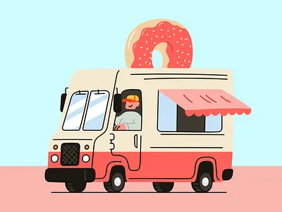 Donut trucks and highway doodles branding design illustration illustration design illustrations illustrations／ui illustrator logo ui ux