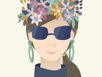 Floral inspired profile picture illustration affinity designer avatar avatar picture flora and fauna flowers flowers in the hair illustrator pastel profile picture sunshades woman profile
