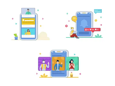 Social Media Illustrations character social media illustrations social meda social media social media characters social media design social media illustrations