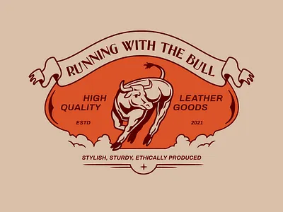 -Running with the Bull- branding bull design illustration logo typography vector vintage western