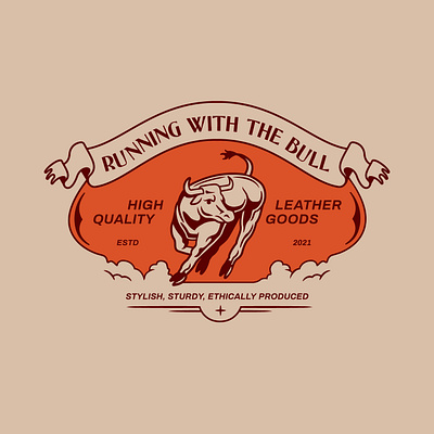 -Running with the Bull- branding bull design illustration logo typography vector vintage western