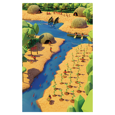 Editorial Illustration - History Textbook #2 3d 3d art blender editorial illustration low poly render