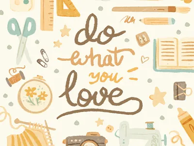 Do what you love art supplies art tools brush creative creativity designer drawing tools gif illustration ipad ipadpro lettering old school pencil procreate productivity project retro typography vintage