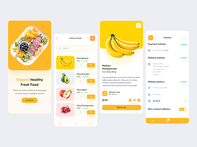 Organic Healthy Fresh Food App Design. app design clean design design first shot food design fruit app design homepage typography ui