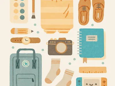 Doodles adventure art tools back to school backpack clothes creativity drawing fashion illustration ipad ipadpro nintendo oldschool pencil procreate retro school shoes travel vintage