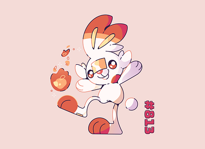 #813 gaming illustration nintendo pokemon scorbunny sword and shield vector video game