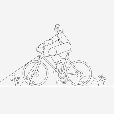 Biker 🌸 2d biker character design flat flower illustration jungle