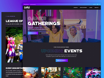 Gamer Gatherings Website community events game website gamer events gaming website web design