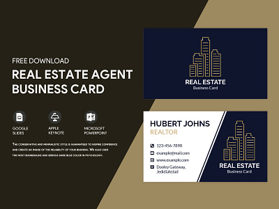 Real Estate Agent Business Card Free Google Docs Template business card cards design doc docs document google ms print printing real real estate realtor template templates visit visiting word