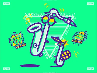Bb Duet cartoon design illustration saxophon vector