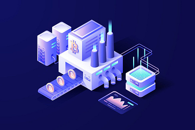 Cryptocurrency Isometric Vector Illustration 3d animation 3d art 3d character 3d illustration app bitcoin crypto cryptocurrency digital figma flat graphic illustration isometric landing mine mining page sketch system