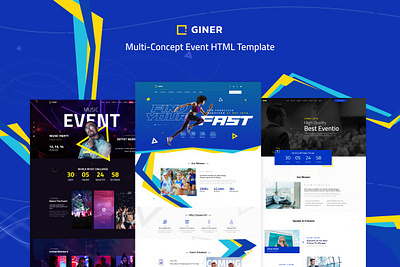 Giner | Multi-Concept Event HTML Template app band business ceremony conference design dj event festival marathon meetup music race seminar ui ui design ux ux design webinar workshop