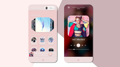 Music player audio design graphic design kpop minimal music pink player simplistic ui ux