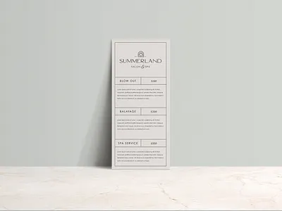 Logo Suite and Design on Price List brand design branding design designer portfolio illustration logo price list salon and spa service menu stationery typography