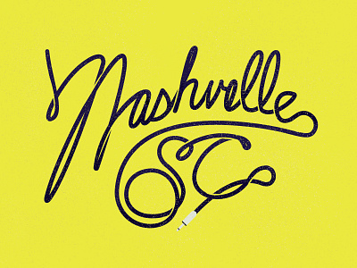 Nashville SC Custom Type Treatment custom lettering custom type guitar cable guitar cord mls nashville nashville sc nashville soccer club quarter inch cable soccer