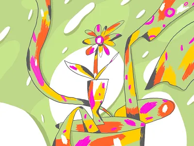 Flower with spots abstract art design digitalart flower funny illustration poster spots vector
